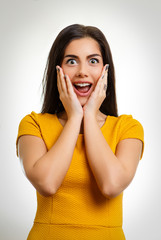 Surprised woman isolated