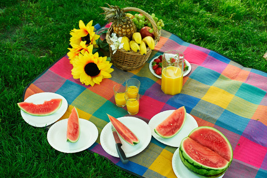 Still life with picnic outdoors