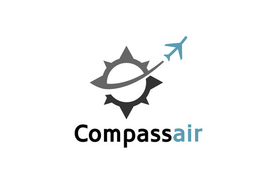 Compass Aircraft Travel Unique Creative Logo Design Illustration