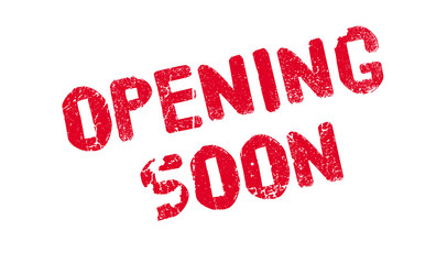 Opening Soon rubber stamp. Grunge design with dust scratches. Effects can be easily removed for a clean, crisp look. Color is easily changed.