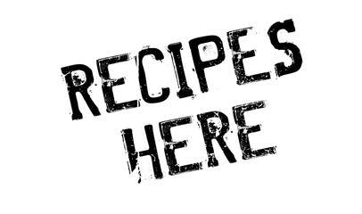 Recipes Here rubber stamp. Grunge design with dust scratches. Effects can be easily removed for a clean, crisp look. Color is easily changed.