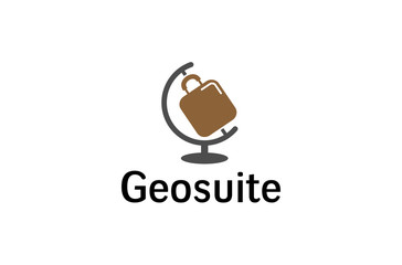Suitcase GeoTravel airplane symbol Creative Air Logo Design Illustration