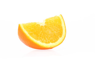 Slice of fresh orange isolated on white background