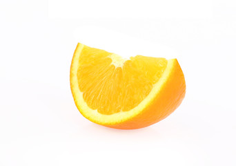 Slice of fresh orange isolated on white background