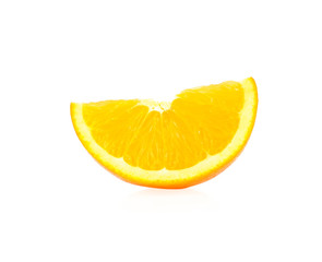 Slice of fresh orange isolated on white background