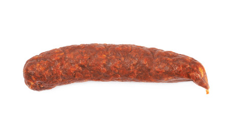 Stick of a smoked sausage isolated