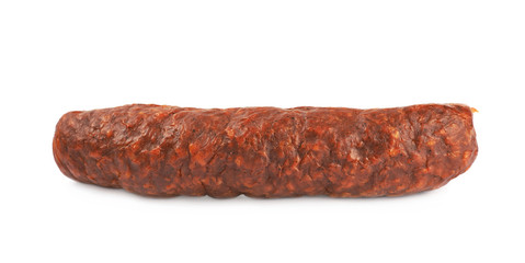 Stick of a smoked sausage isolated