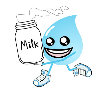water drop with milk bottle