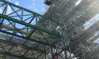 Pipe rack structure in industrial factory. Thailand