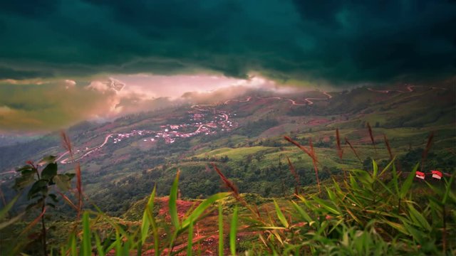 Beautiful views of the mountains of northern Thailand. Time lapse.