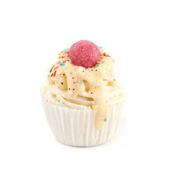 Cupcake shaped bath bomb isolated