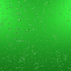 Water drops on green metallic surface. 3d rendering. Graphic illustration