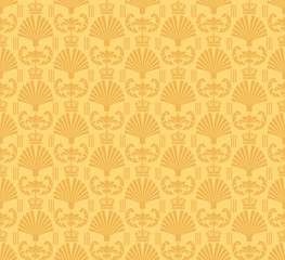 Fototapeta premium Decorative background in classic style, yellow color, seamless pattern. Repeating vintage texture pattern. Vector image