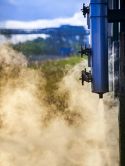 smoke gas from high press release tube in heavy petrochemical industry estate