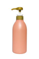 Plastic bottle pump head color pink isolate