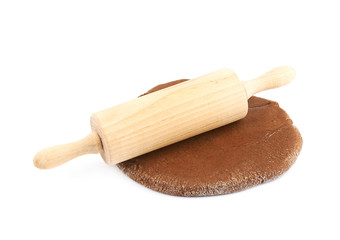 Rolled up layer of cookie dough isolated