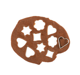 Rolled up layer of cookie dough isolated