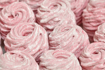 Pink sweet homemade zephyr or marshmallow