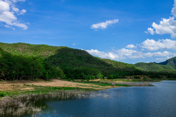 Fototapeta na wymiar Reserved water at irrigation dam