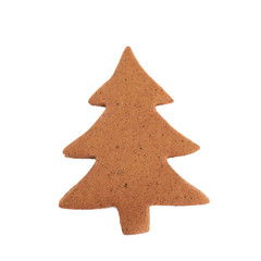 Christmas tree shaped cookie isolated