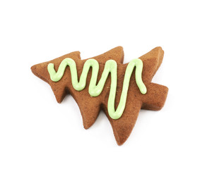 Christmas tree shaped cookie isolated
