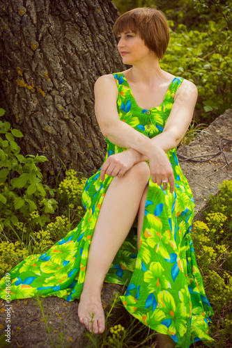 “Mature european woman on weekend relax and have good mood, walk in