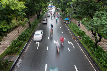 Blurred defocus, traffic in Ho Chi Minh city, Viet Nam