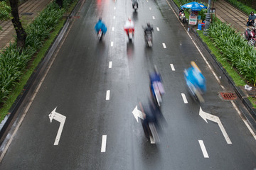Blurred defocus, traffic in Ho Chi Minh city, Viet Nam