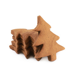 Fototapeta premium Christmas tree shaped cookie isolated