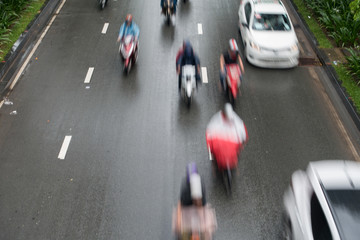 Blurred defocus, traffic in Ho Chi Minh city, Viet Nam