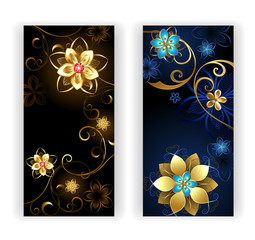 Two banners with the jewelry flowers