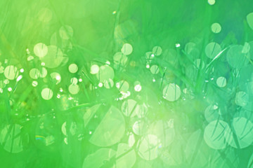Abstract green  gradient bokeh  With drops background