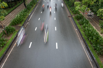 Blurred defocus, traffic in Ho Chi Minh city, Viet Nam