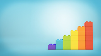 3d rendering of a stack of toy blocks building blocks made to look like a ladder in rainbow colors. © gearstd
