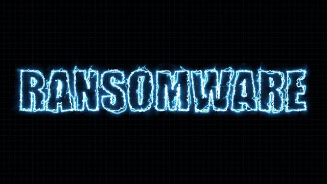 Ransomware electrified blue text