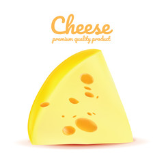 Cheese isolated on white background, Yellow Cheese realistic