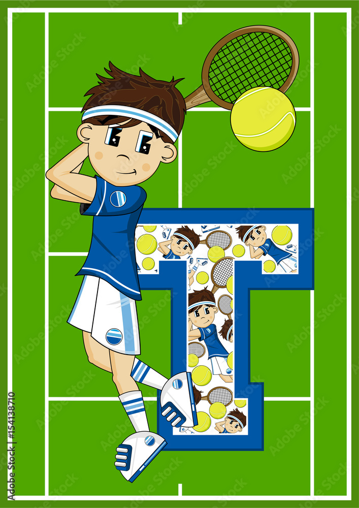 Wall mural t is for tennis boy