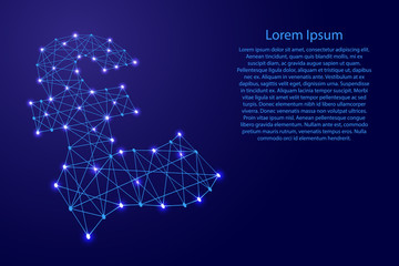 pound sterling sign currency from polygonal blue lines and glowing stars vector illustration