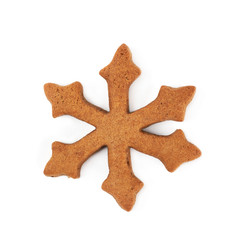 Fototapeta na wymiar Snowflake shaped cookie isolated