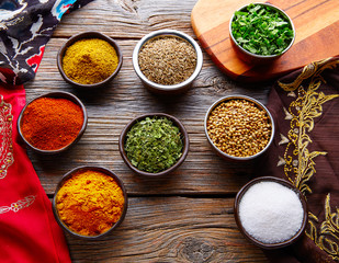 Indian cuisine spices mix as coriander curry