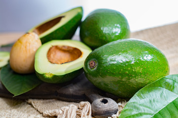 Green ripe avocado from organic avocado plantation - healthy food