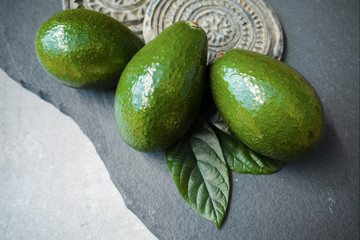 Green ripe avocados ready to eat