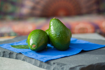 Green ripe avocados ready to eat