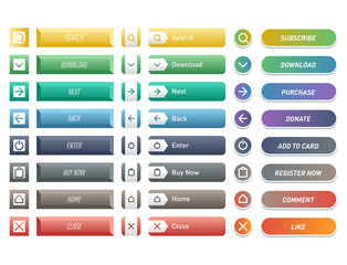 Colorful website web buttons design vector illustration glossy graphic label internet confirm template