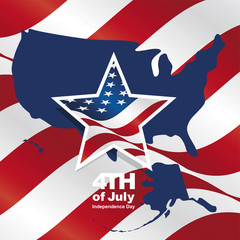 4th july USA map flag abstract ribbon background