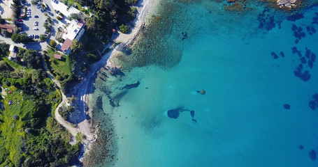 Landscape of a transparent clear blue Mediterranean Sea. The island of Cyprus. Resort. blue lagoon