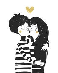 Couple in love. Vector illustration.