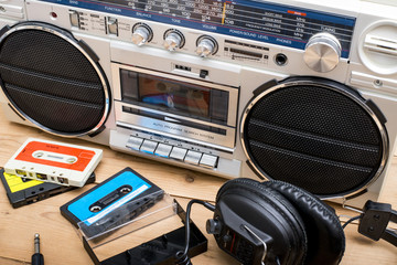 retro cassette deck background image