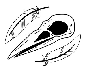 Raven skull and leafs