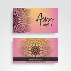 Business Card. Vintage decorative elements. Ornamental floral business cards or invitation with mandala